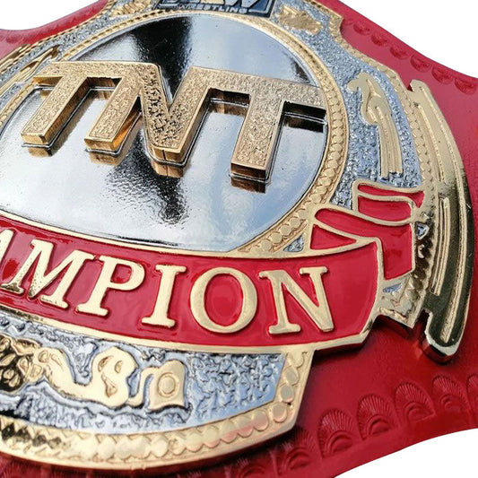AEW TNT Championship Wrestling Red Replica Title Belt – Brass & Zinc Plates